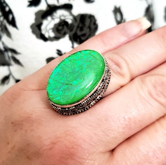 New Australian Triplet Opal 925 Silver Ring. - Picture 6 of 8